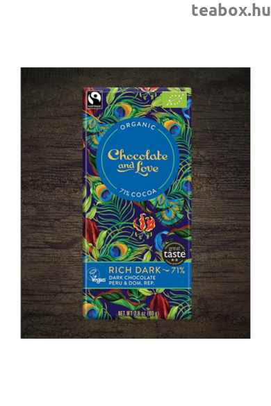 CHOCOLATE & LOVE Rich Dark 71% -os bio & vegán étcsokoládé 80g.
