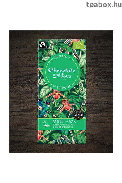 CHOCOLATE & LOVE Mint -67%-os Mentás bio & vegán étcsokoládé 80g