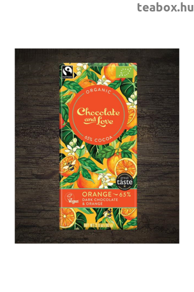 CHOCOLATE & LOVE Orange - 65%-os narancsos bio & vegán étcsokoládé 80g