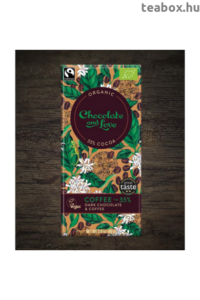 CHOCOLATE & LOVE Coffee -55%-os Kávés bio & vegán étcsokoládé 80g