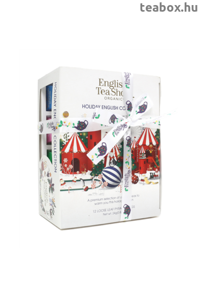ETS 12 Karácsonyi fehér "British toys" selyempiramis filteres  bio teaválogatás